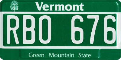 VT license plate RBO676