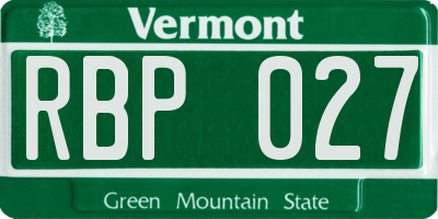 VT license plate RBP027