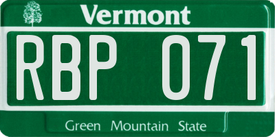 VT license plate RBP071