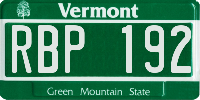 VT license plate RBP192