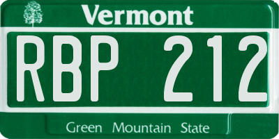 VT license plate RBP212