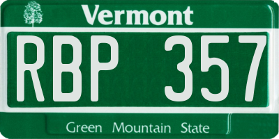 VT license plate RBP357