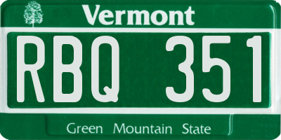 VT license plate RBQ351