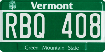 VT license plate RBQ408