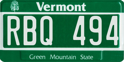 VT license plate RBQ494