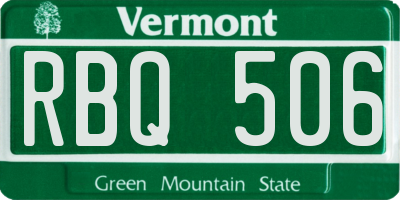 VT license plate RBQ506