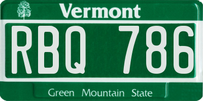 VT license plate RBQ786