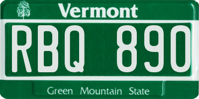 VT license plate RBQ890