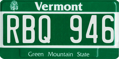 VT license plate RBQ946