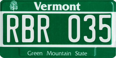 VT license plate RBR035