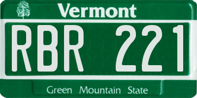 VT license plate RBR221