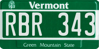 VT license plate RBR343