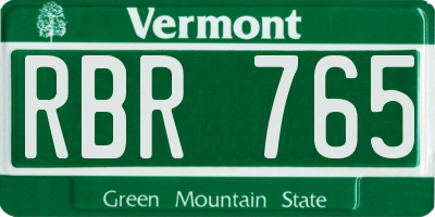 VT license plate RBR765