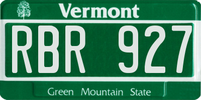 VT license plate RBR927