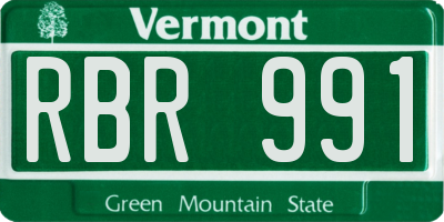 VT license plate RBR991