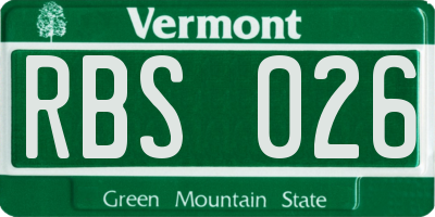 VT license plate RBS026