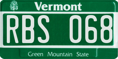 VT license plate RBS068