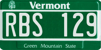 VT license plate RBS129