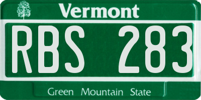 VT license plate RBS283