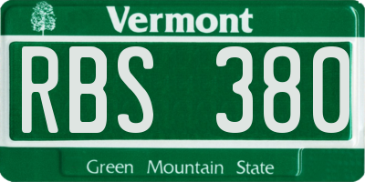 VT license plate RBS380