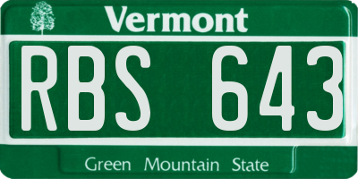 VT license plate RBS643