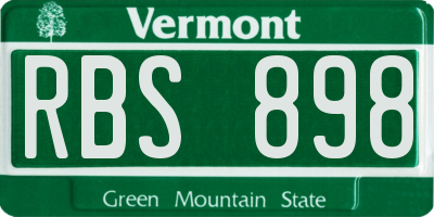 VT license plate RBS898