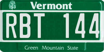 VT license plate RBT144