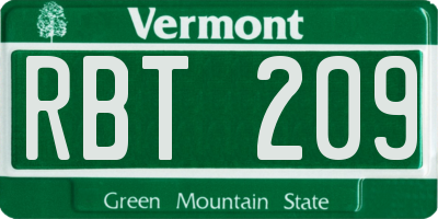VT license plate RBT209