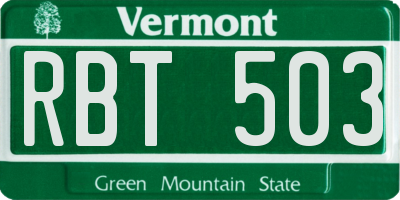 VT license plate RBT503