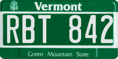 VT license plate RBT842