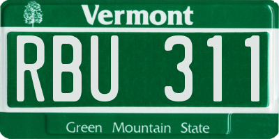 VT license plate RBU311