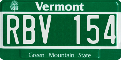 VT license plate RBV154