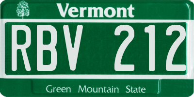 VT license plate RBV212