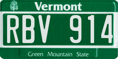 VT license plate RBV914