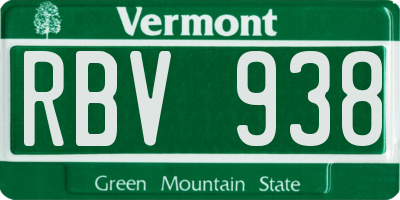 VT license plate RBV938