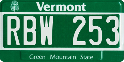 VT license plate RBW253
