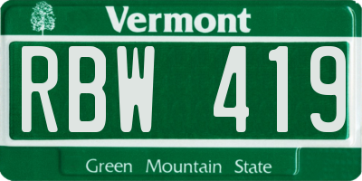 VT license plate RBW419