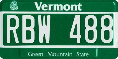 VT license plate RBW488