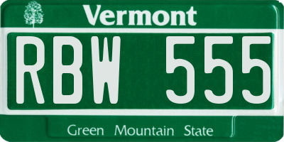 VT license plate RBW555