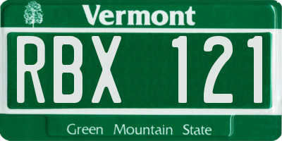 VT license plate RBX121