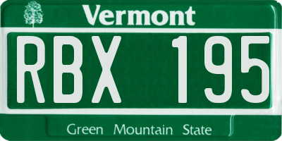 VT license plate RBX195