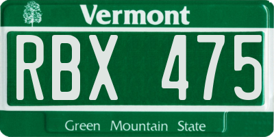 VT license plate RBX475