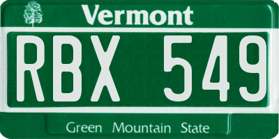 VT license plate RBX549