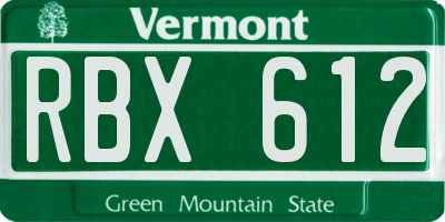 VT license plate RBX612