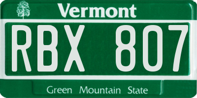 VT license plate RBX807