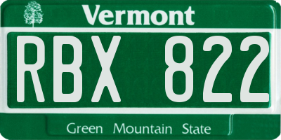 VT license plate RBX822
