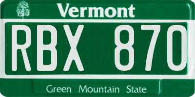 VT license plate RBX870