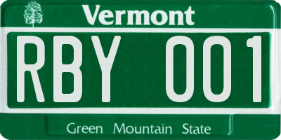 VT license plate RBY001