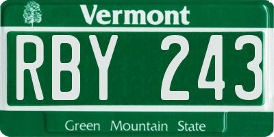 VT license plate RBY243
