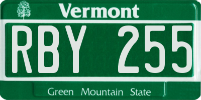 VT license plate RBY255